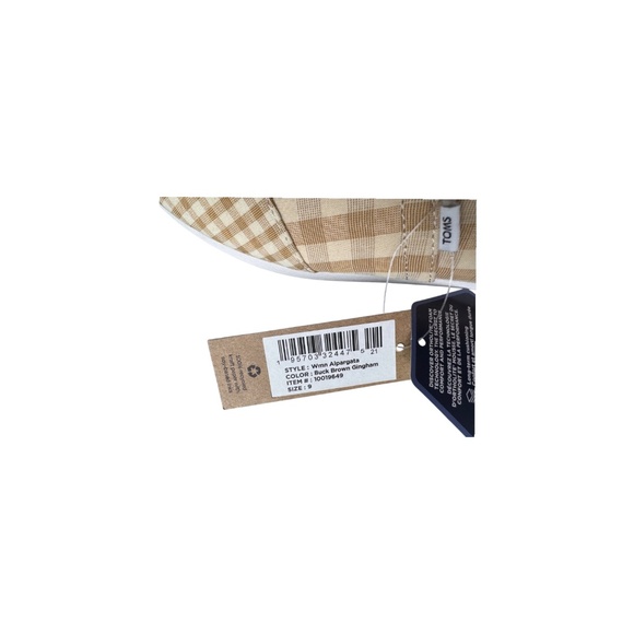 TOMS Women’s Alpargatas – Buck Brown Gingham – Size 9 – NEW - Picture 5 of 5
